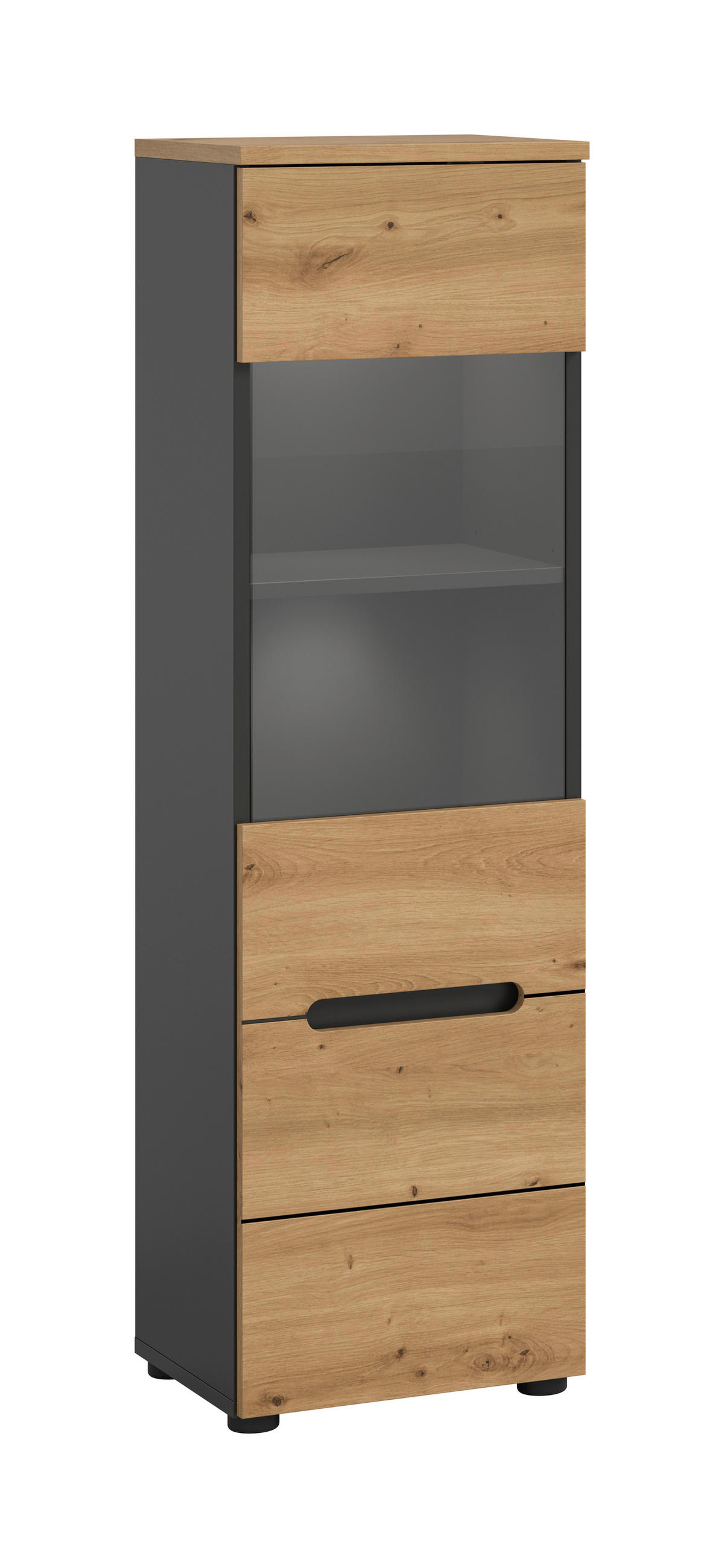 VITRINE  in Eiche Artisan  - Schwarz/Eiche Artisan, Design, Holzwerkstoff/Kunststoff (36/125/33cm) - Livetastic