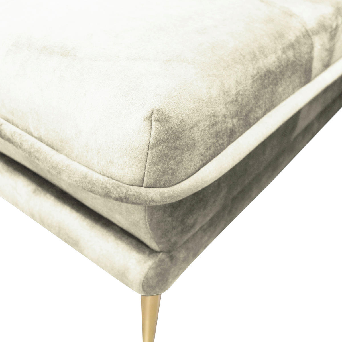 ECKSOFA in Velours Creme  196/264 cm  - Goldfarben/Creme, Design, Textil/Metall (196/264cm) - MID.YOU
