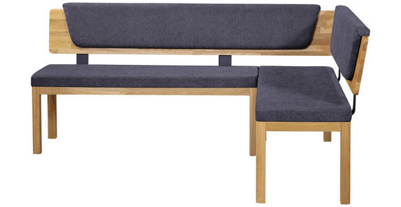 ECKBANK 195/155 cm Webstoff Blau, Eichefarben Eiche vollmassiv   - Blau/Eichefarben, KONVENTIONELL, Holz/Textil (195/155cm) - Linea Natura