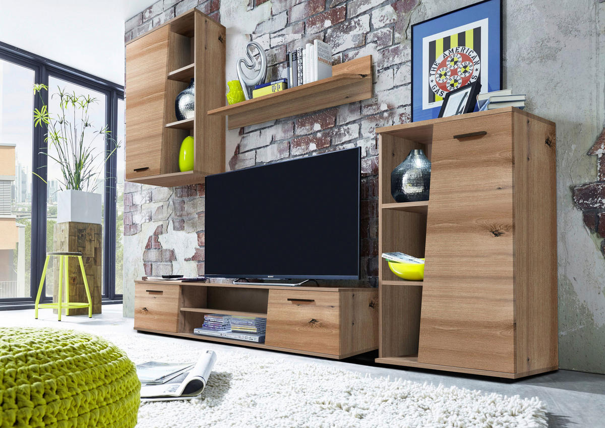 DNEVNI REGAL,  barve hrasta  - črna/barve hrasta, Moderno, umetna masa/leseni material (240/180/37cm) - Ti'me