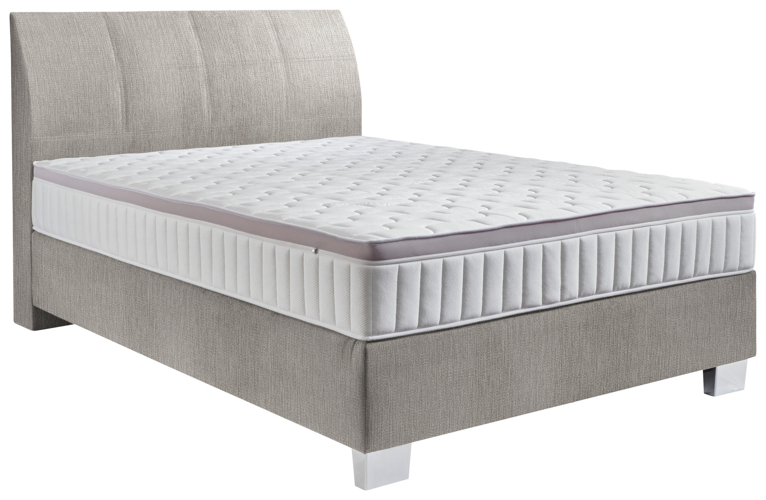 BOXSPRINGBETT 140/200 cm  in Silberfarben  - Chromfarben/Silberfarben, KONVENTIONELL, Kunststoff/Textil (140/200cm) - Hom`in