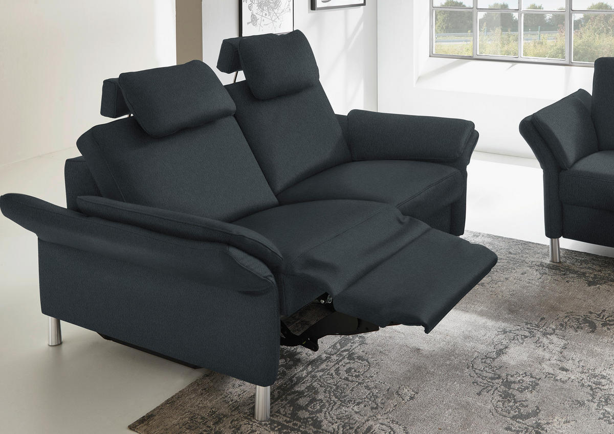 2,5-SITZER in Echtleder Dunkelblau  - Alufarben/Dunkelblau, Design, Leder/Metall (164/82/99cm) - Dieter Knoll
