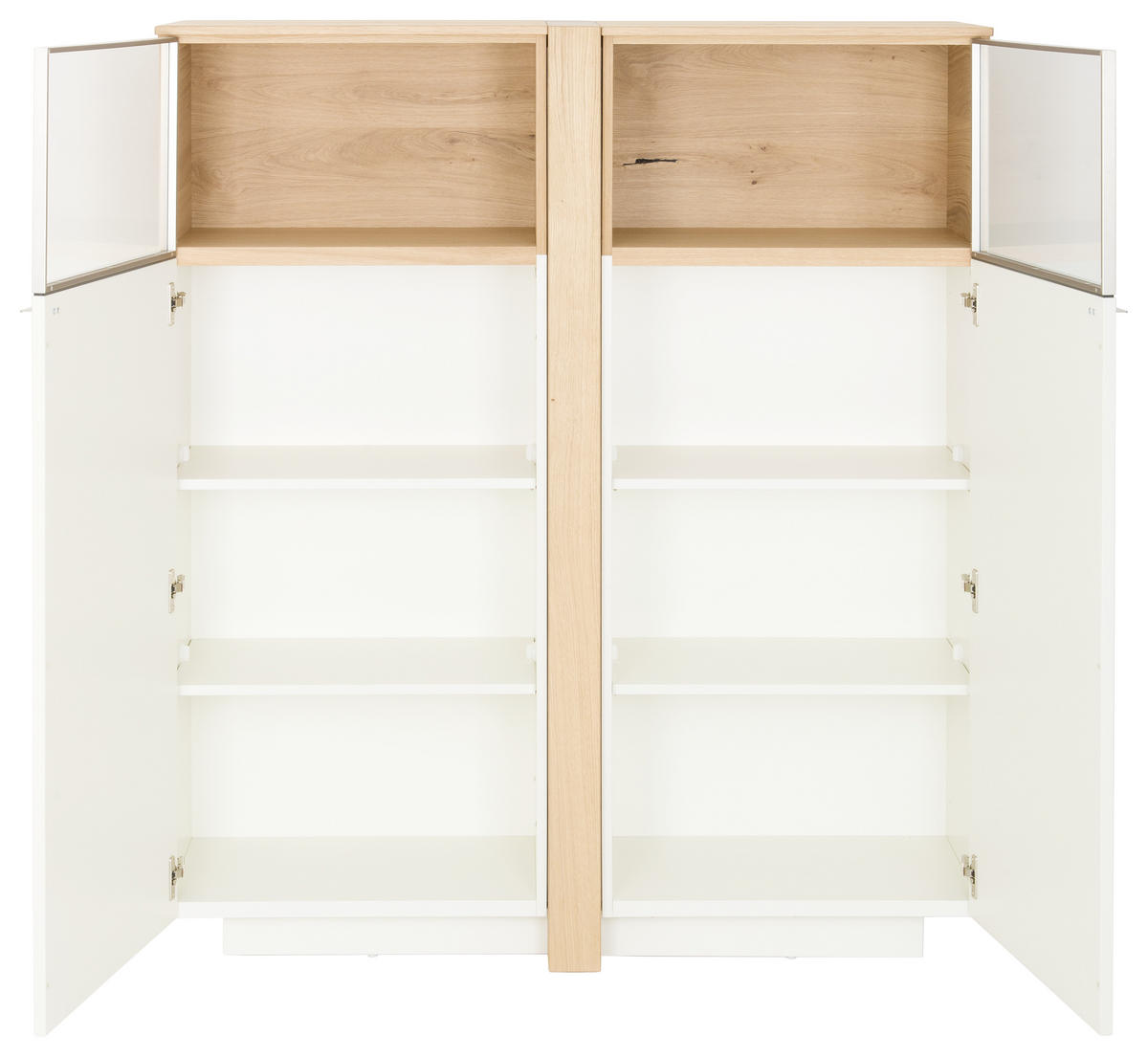 HIGHBOARD  in 128/146/43 cm  - Edelstahlfarben/Eichefarben, Design, Glas/Holz (128/146/43cm) - Venjakob