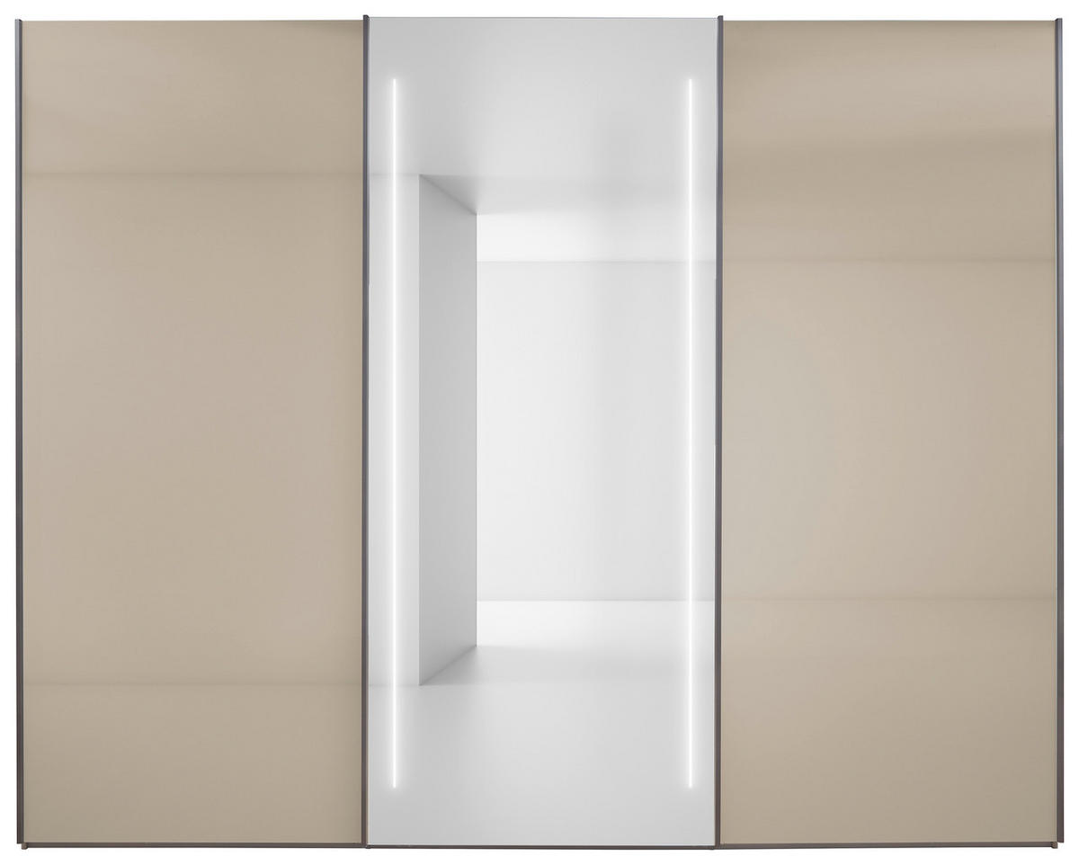 SCHWEBETÜRENSCHRANK 300/236/68 cm 3 Tür(en)-türig Grau  - Schieferfarben/Grau, Design, Glas/Holzwerkstoff (300/236/68cm) - Dieter Knoll
