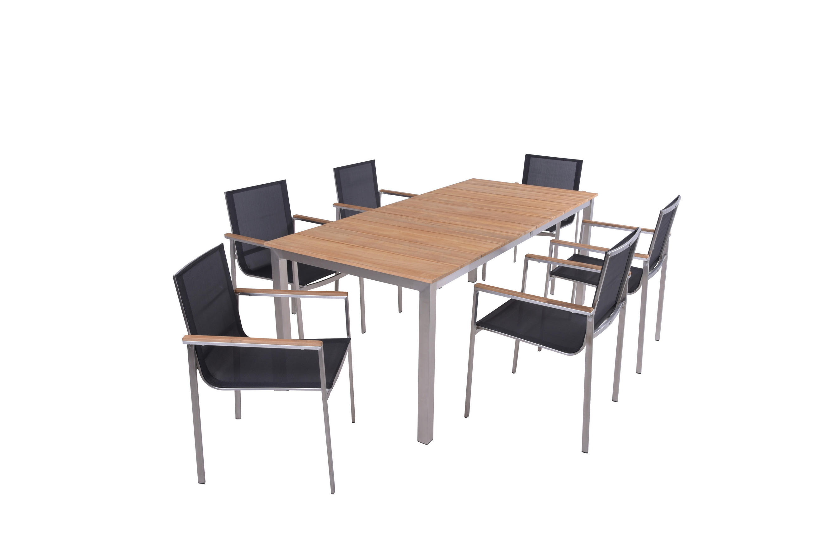 GARTENTISCHGRUPPE  - Dunkelgrau/Silberfarben, Basics, Holz/Kunststoff - Gardenson
