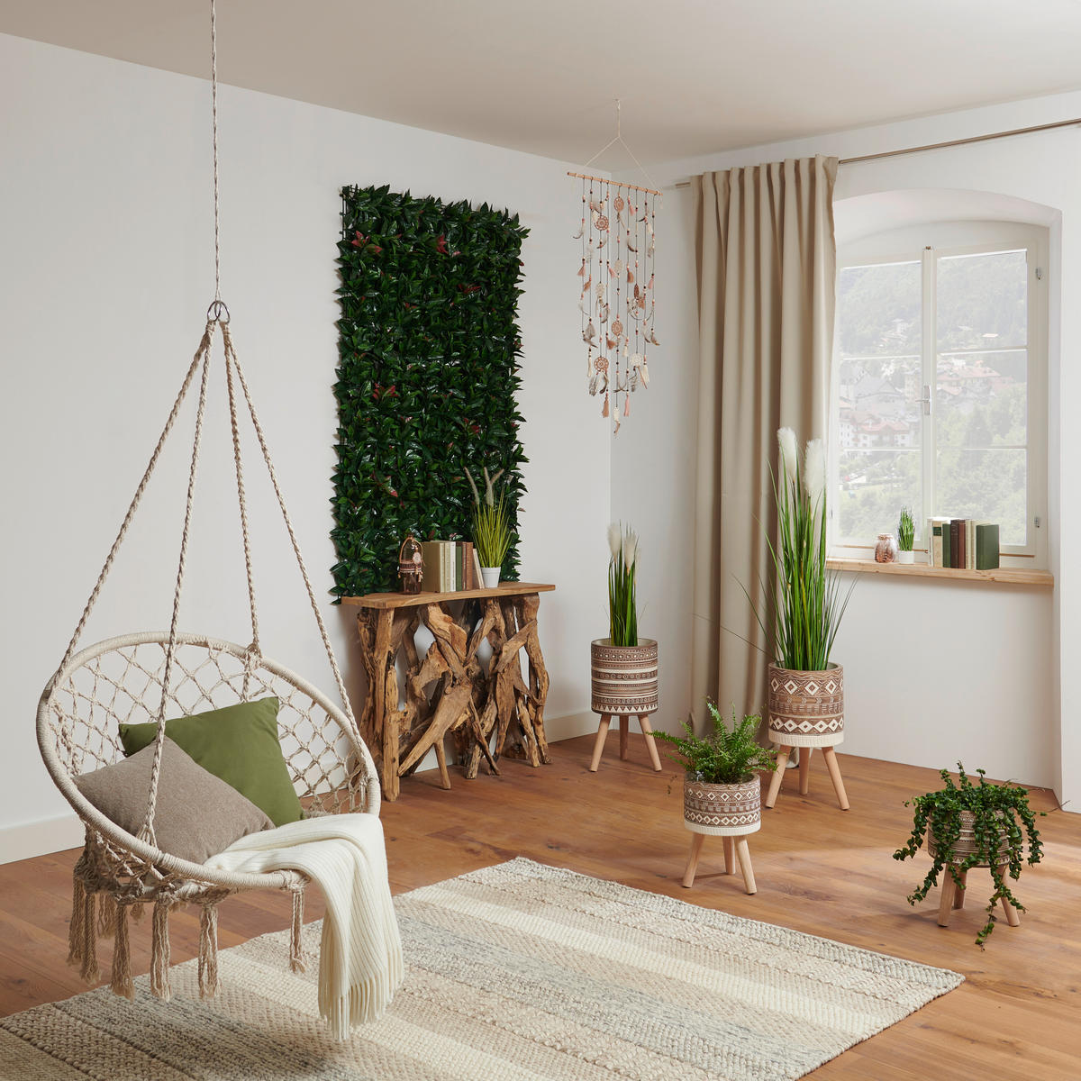 HÄNGESESSEL  - Creme, LIFESTYLE, Textil/Metall (120/80/80cm) - Ambia Home