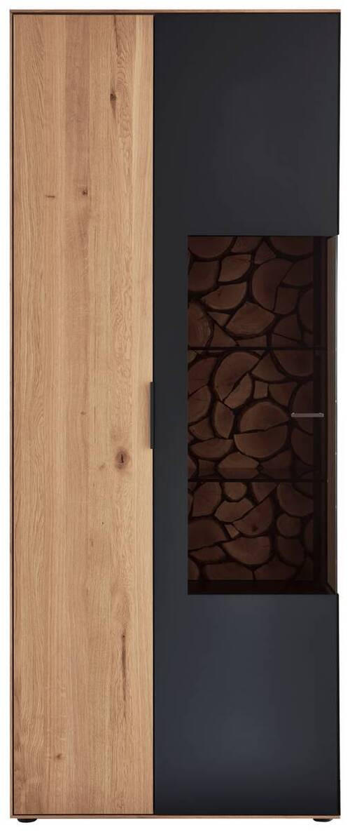VITRINE  in massiv Wildeiche Schwarz, Wildeiche - Wildeiche/Schwarz, Design, Glas/Holz (79,5/195,9/37,1cm) - Valdera