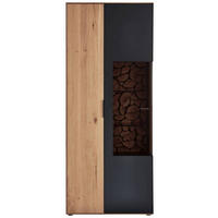 VITRINE  in massiv Wildeiche Schwarz, Wildeiche - Wildeiche/Schwarz, Design, Glas/Holz (79,5/195,9/37,1cm) - Valdera