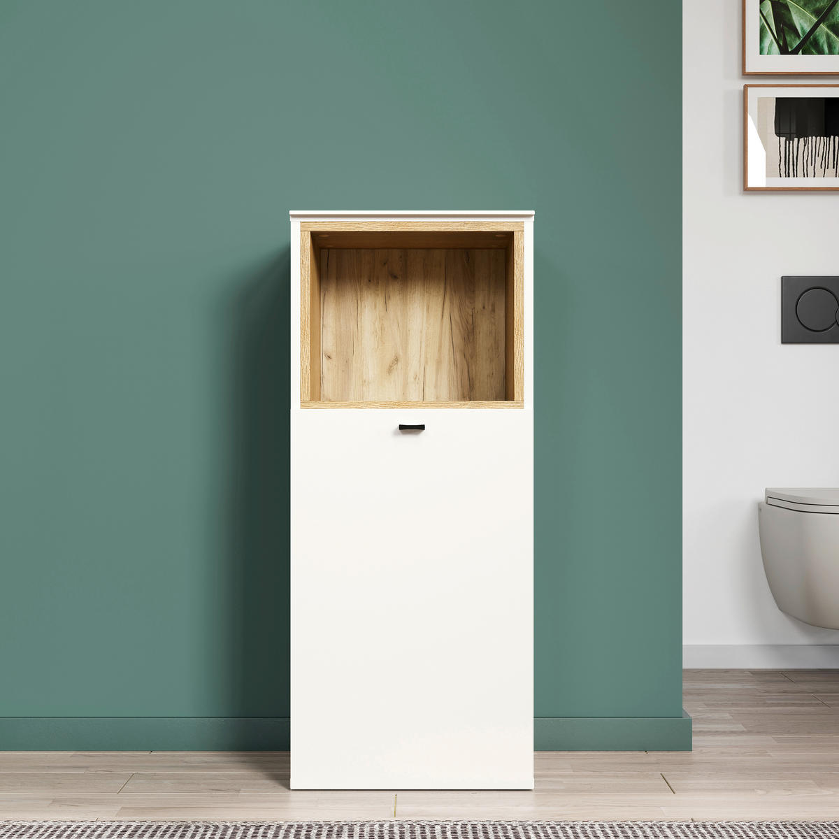 MIDISCHRANK 40/95/31 cm  - Kaschmir/Schwarz, Trend, Holzwerkstoff/Kunststoff (40/95/31cm) - MID.YOU