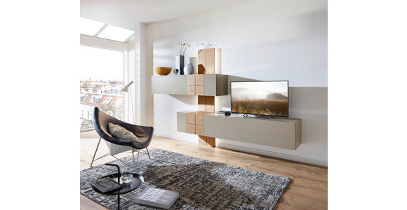 WOHNWAND in Taupe, Eichefarben 286/190/42 cm - Taupe/Eichefarben, Design, Holz/Holzwerkstoff (286/190/42cm) - Ambiente