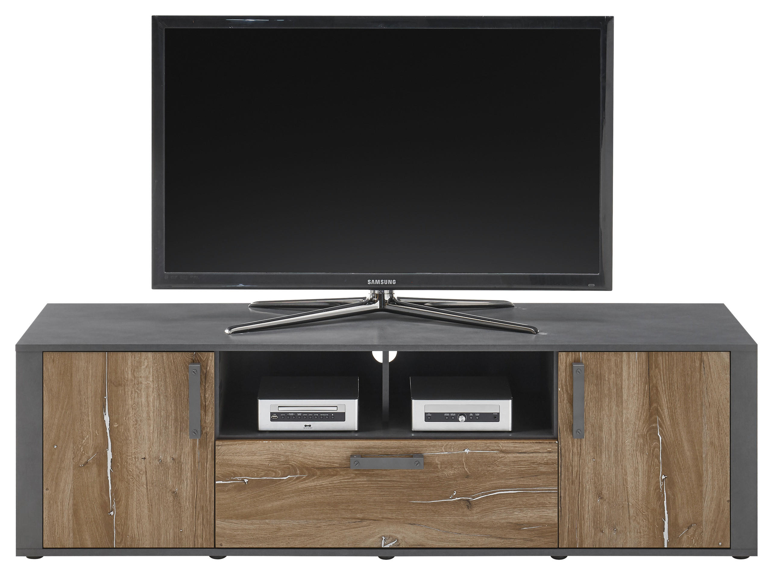 LOWBOARD  in 166/49/42 cm  - Alteiche/Dunkelgrau, KONVENTIONELL, Holzwerkstoff/Kunststoff (166/49/42cm) - MID.YOU