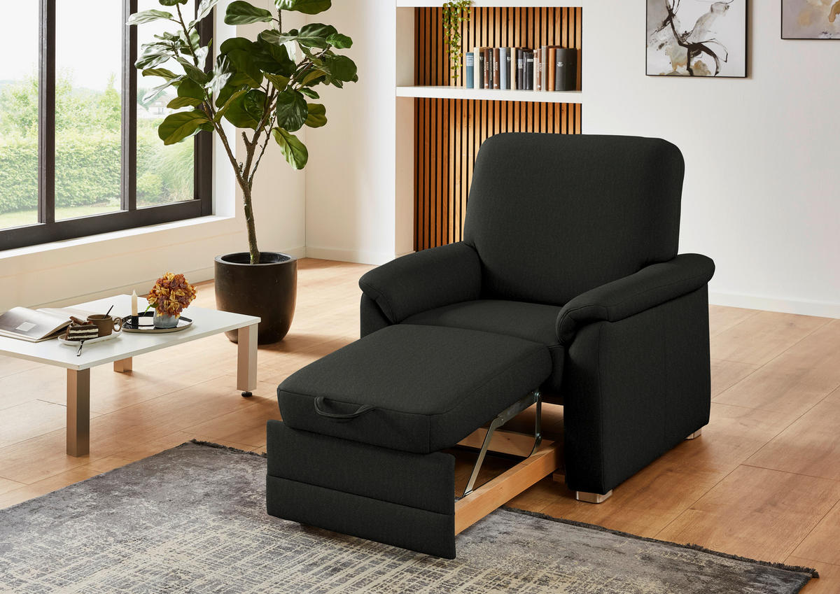 SESSEL Chenille Anthrazit  - Anthrazit/Alufarben, Konventionell, Textil/Metall (88/96/89cm) - Beldomo Comfort