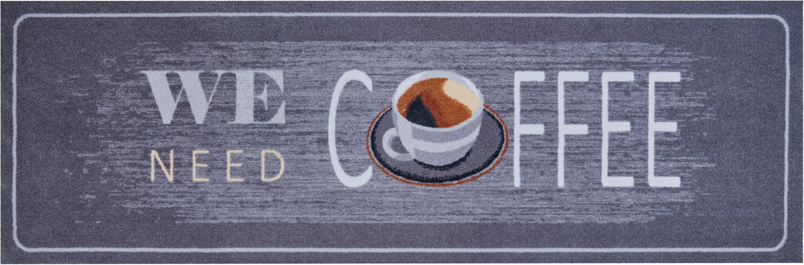 KÜCHENLÄUFER 60/180 cm Coffee Hellblau, Dunkelgrau, Hellbraun  - Hellbraun/Dunkelgrau, Design, Kunststoff/Textil (60/180cm) - Grund