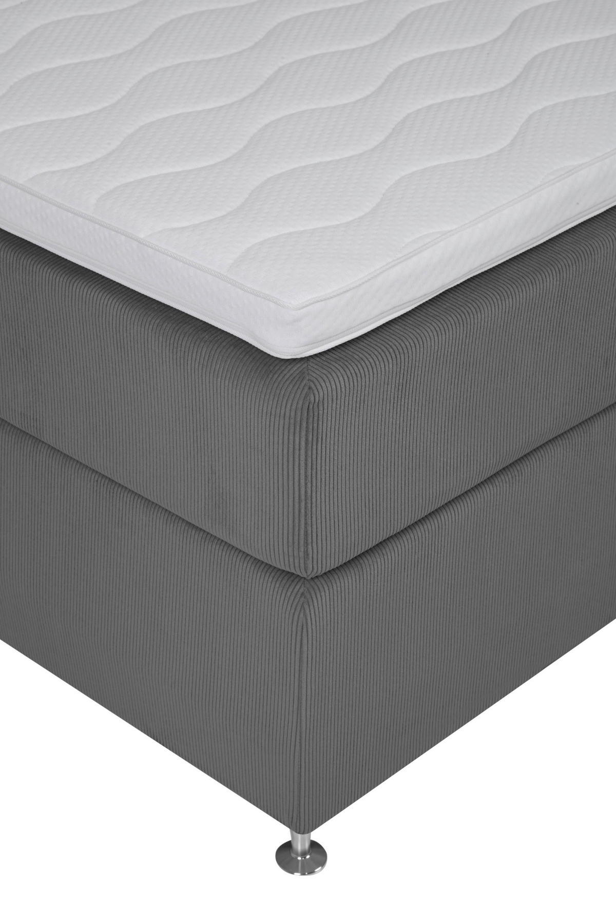 BOXSPRINGBETT 180/200 cm  in Dunkelgrau  - Dunkelgrau/Alufarben, MODERN, Textil (180/200cm) - Livetastic