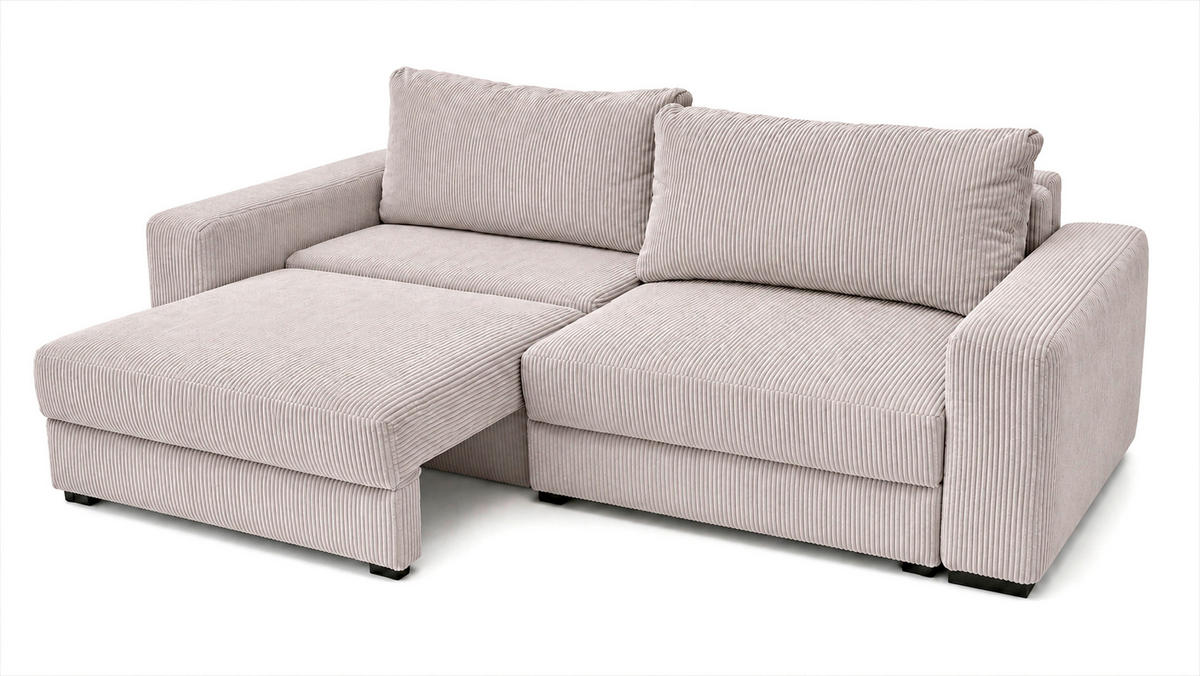 3-SITZER-SOFA Cord Cappuccino  - Schwarz/Cappuccino, Basics, Holz/Textil (250/90/110cm) - MID.YOU