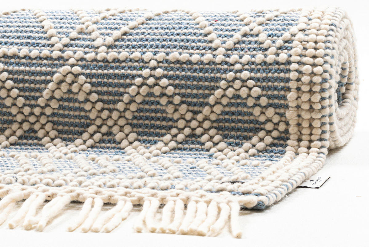 HANDWEBTEPPICH 65/135 cm Colored Macrame Four Creme, Pastellblau  - Pastellblau/Creme, KONVENTIONELL, Textil (65/135cm) - Tom Tailor