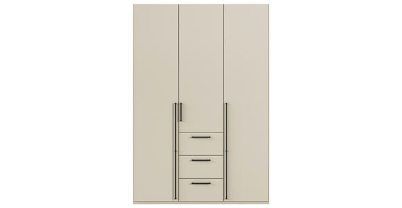 DREHTÜRENSCHRANK 151/223/61 cm,  in Champagner, 3-türig  - Champagner/Schwarz, Basics, Holzwerkstoff/Metall (151/223/61cm) - Novel