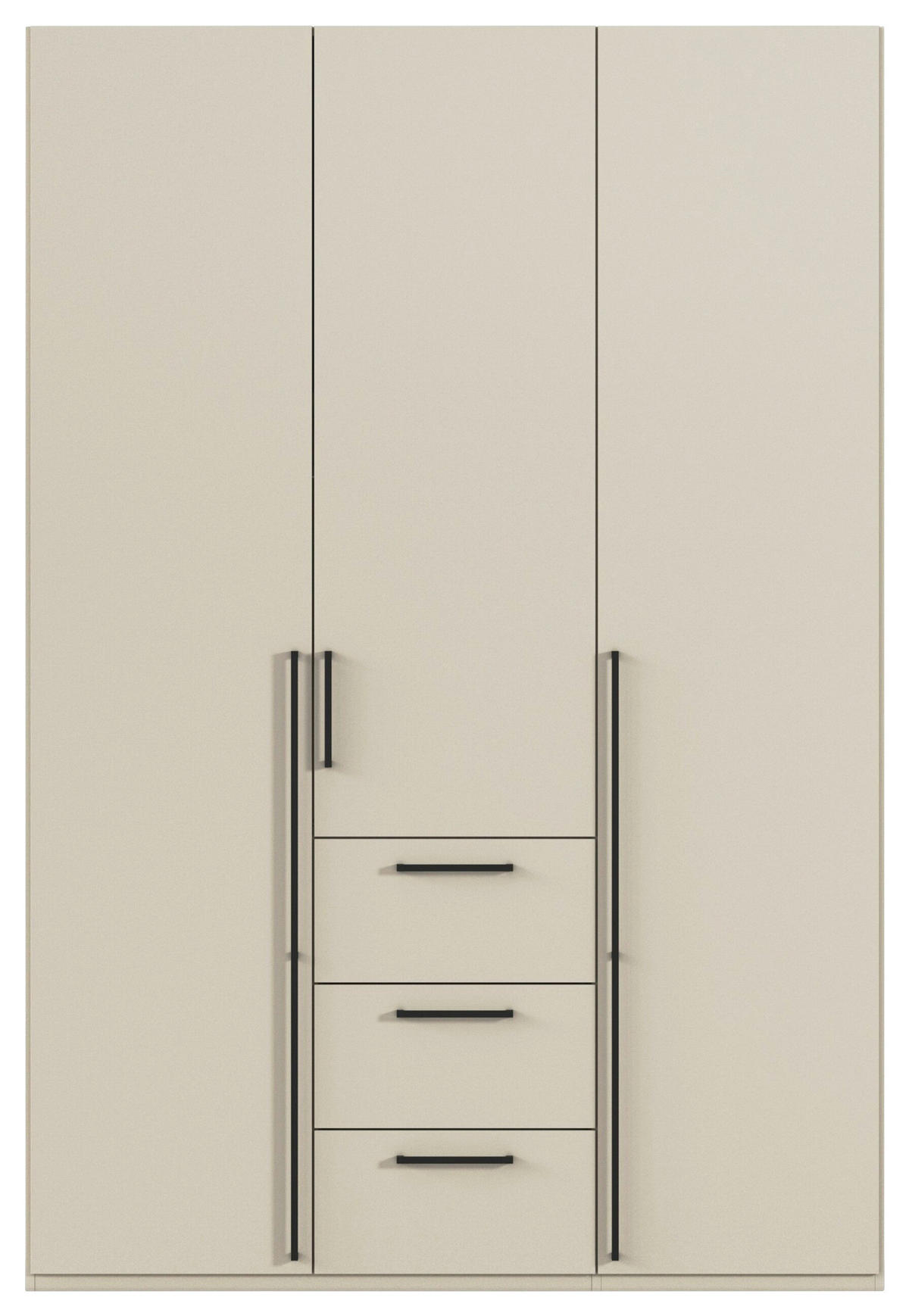 DREHTÜRENSCHRANK 151/235/61 cm,  in Champagner, 3-türig  - Champagner/Schwarz, Basics, Holzwerkstoff/Metall (151/235/61cm) - Novel