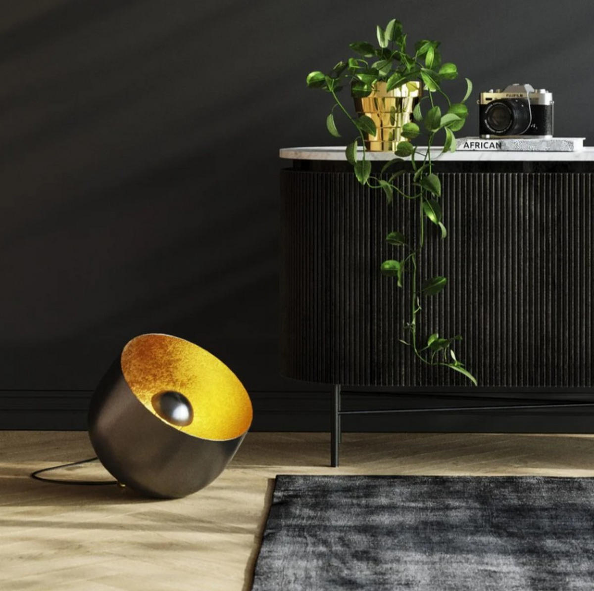 STEHLEUCHTE 35/32/35 cm   - Schwarz/Bronzefarben, LIFESTYLE, Metall (35/32/35cm) - Kare-Design