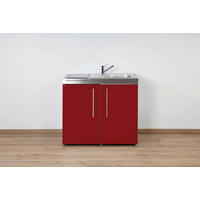 MINIKÜCHE  100/89/60 cm  in Bordeaux  - Edelstahlfarben/Bordeaux, Basics, Metall (100/89/60cm)