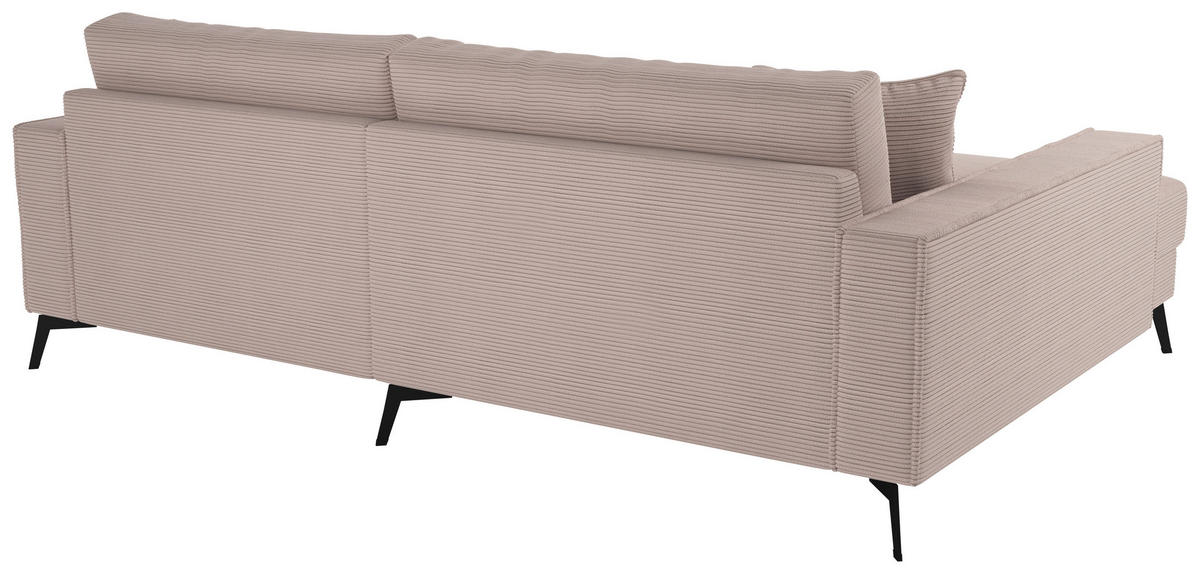 ECKSOFA TED Rosa Cord Zierkissen  - Schwarz/Rosa, Trend, Textil/Metall (174/228cm) - P & B