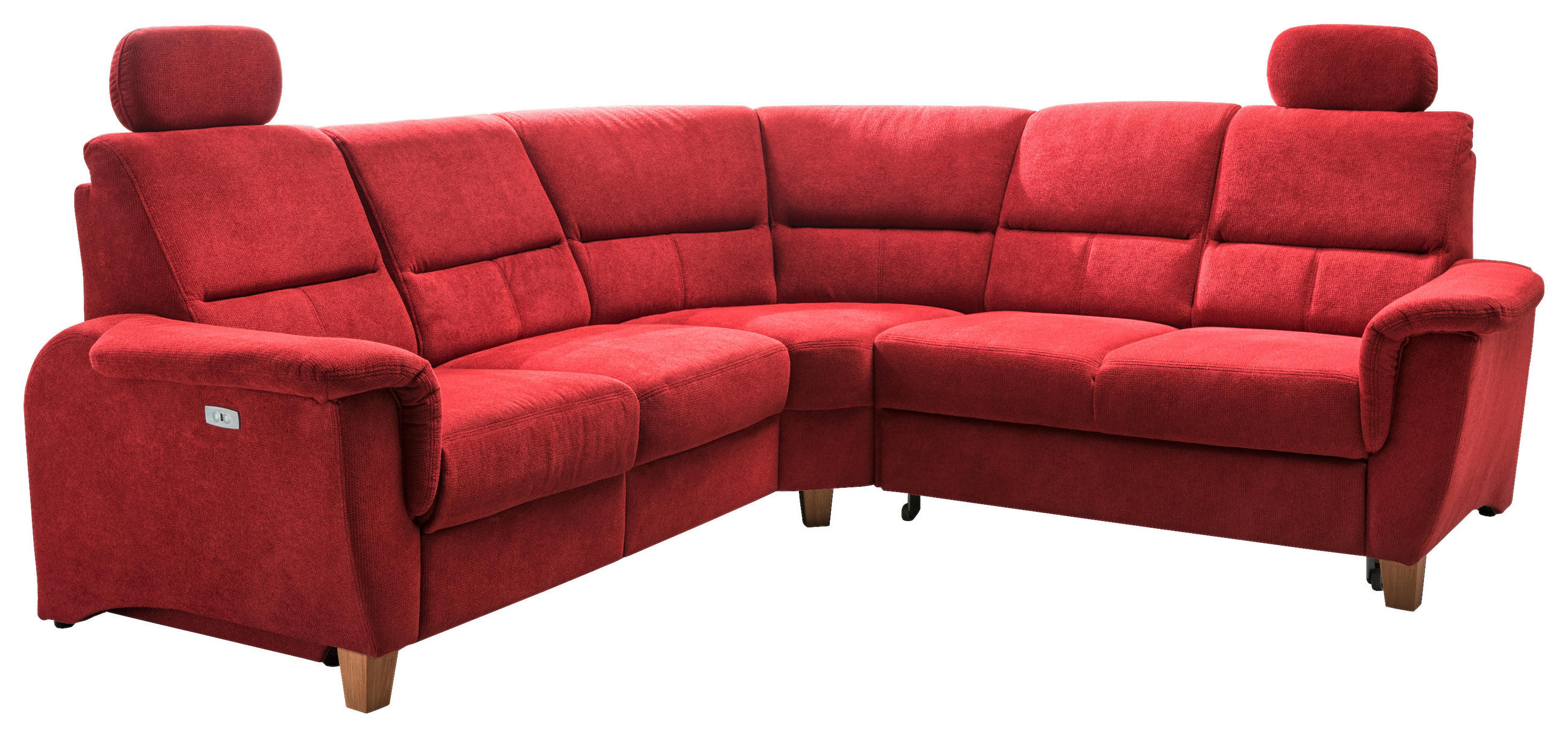 ECKSOFA in Struktur Rot  - Wildeiche/Rot, Konventionell, Holz/Textil (241/238cm) - Livetastic