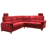 ECKSOFA in Struktur Rot  241/238 cm  - Wildeiche/Rot, KONVENTIONELL, Holz/Textil (241/238cm) - Livetastic