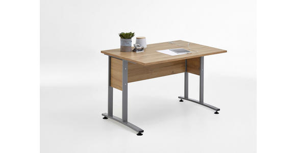 SCHREIBTISCH 120/80/75 cm  in Alteiche  - Alteiche/Alufarben, MODERN, Holzwerkstoff/Metall (120/80/75cm) - Carryhome