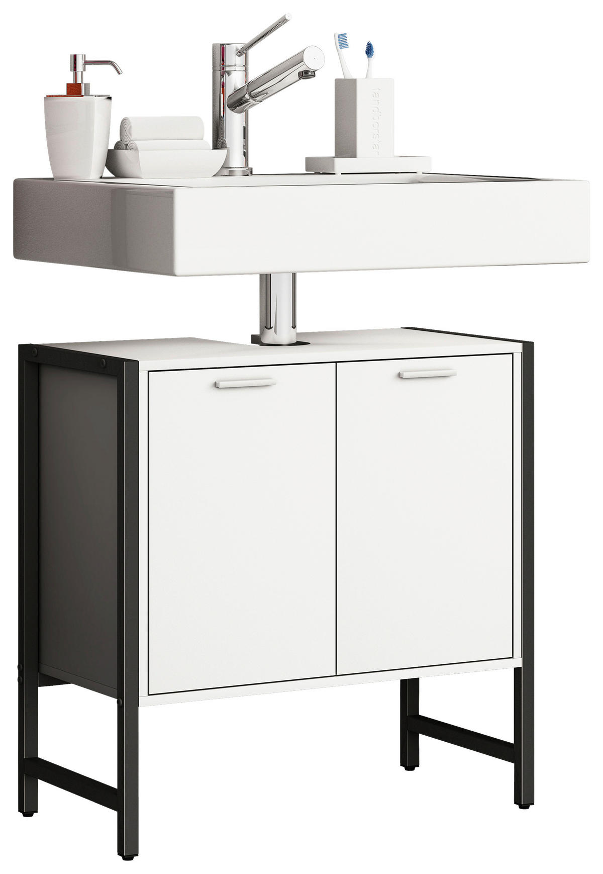 TVÄTTSTÄLLSUNDERSKÅP 60/60/30 cm  - vit/silver, Modern, metall/trämaterial (60/60/30cm) - MID.YOU