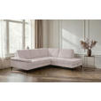 ECKSOFA inkl. Funktionen Creme Velours Bettkasten, Sitzvorzug  - Creme/Schwarz, KONVENTIONELL, Textil/Metall (253/206cm) - Venda