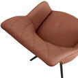 ARMLEHNSTUHL  Typenauswahl, Sitzfläche 360° drehbar, automatische Rückholfunktion  Echtleder  - Cognac/Schwarz, Design, Leder/Metall (60/83/65cm) - Landscape