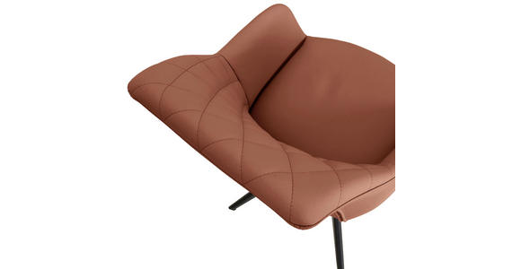 ARMLEHNSTUHL  Typenauswahl, Sitzfläche 360° drehbar, automatische Rückholfunktion  Echtleder  - Cognac/Schwarz, Design, Leder/Metall (60/83/65cm) - Landscape