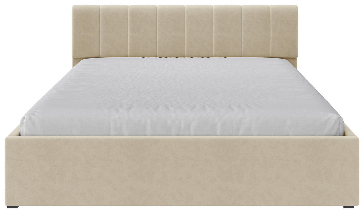 POLSTERBETT 180/200 cm  in Creme  - Creme/Schwarz, Design, Holz/Kunststoff (180/200cm) - Stylife