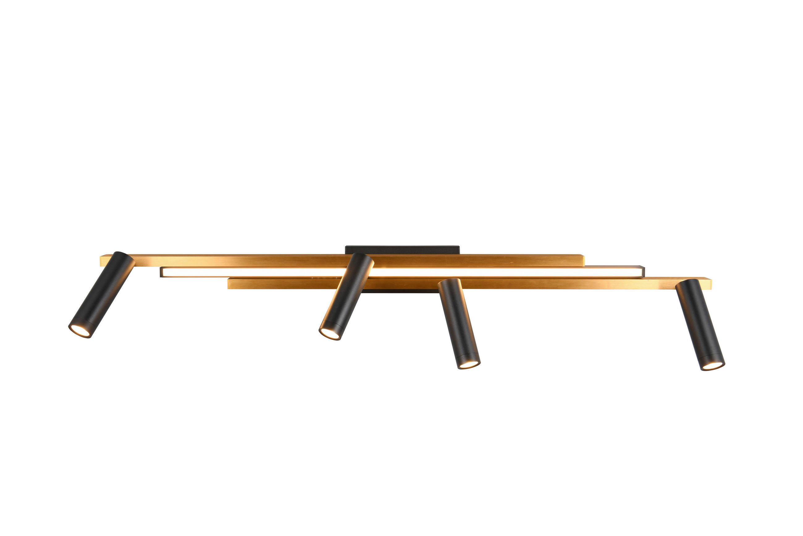 LED ZÁŘIČ, černá, barvy zlata, teplá bílá, studená bílá, denní bílá, 133/23/8,5 cm - černá/barvy zlata, Design, kov (133/23/8,5cm) - Trio Leuchten