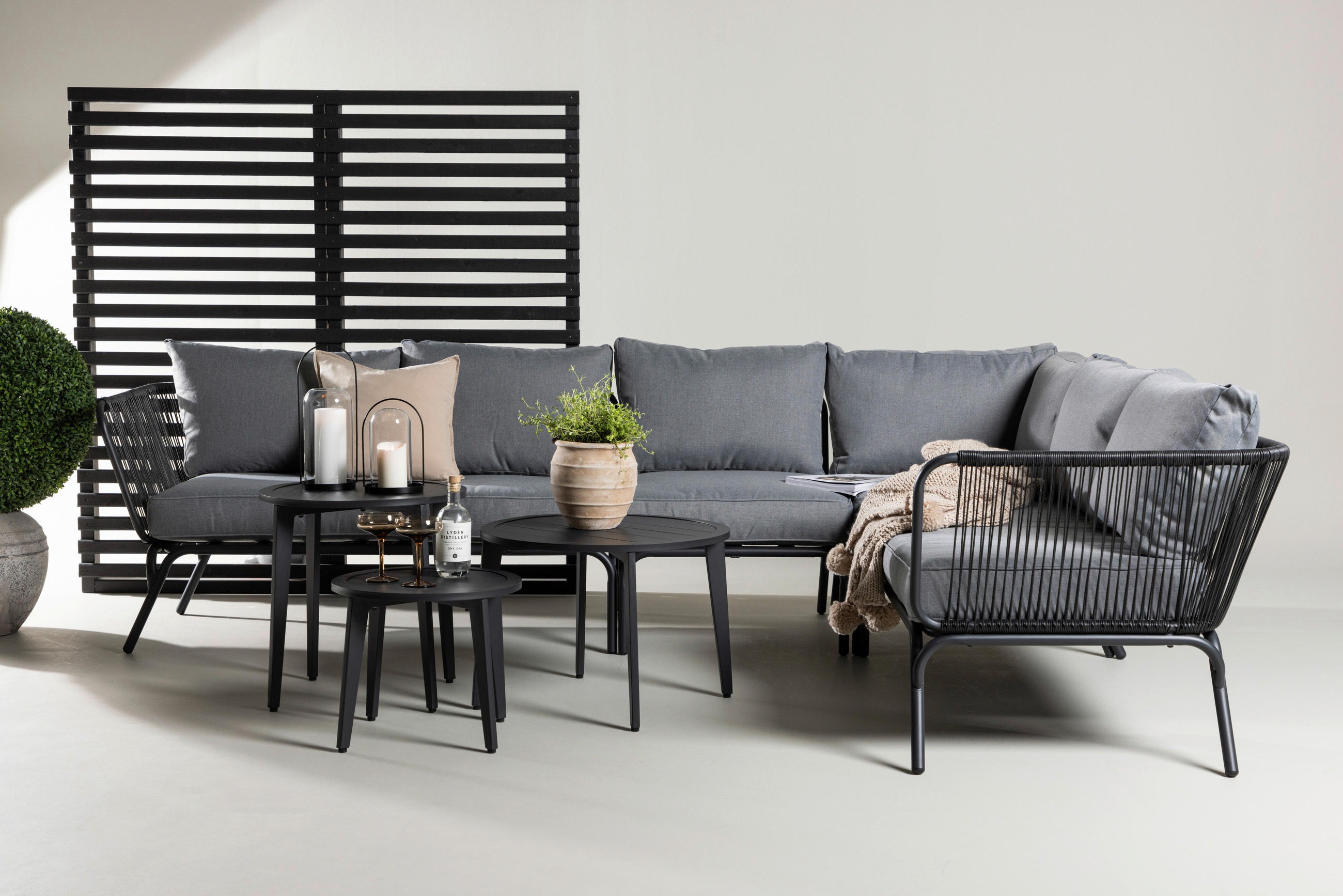 LOUNGESET  - grå/svart, Klassisk, metall/textil - Gardenson
