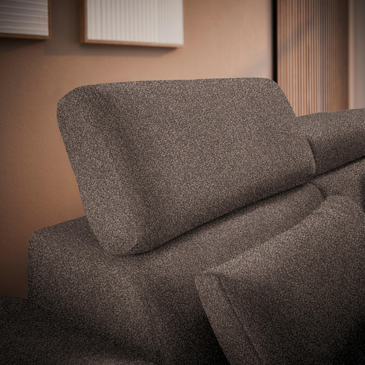 ECKSOFA in Velours Braun  299/264 cm  - Schwarz/Braun, Design, Textil/Metall (299/264cm) - Novel