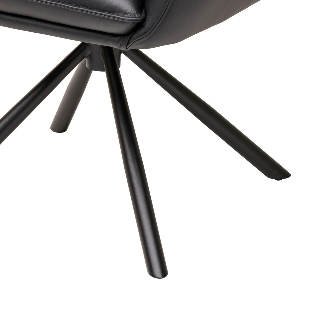 Armlehnstuhl Leder Schwarz  Sitzfläche 360° drehbar, automatische Rückholfunktion  Echtleder  Schwarz  - Schwarz, MODERN, Leder/Metall (64/90,5/64,5cm) - Livetastic
