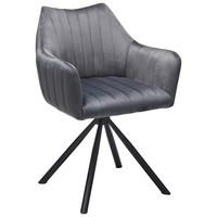 ARMLEHNSTUHL  inklusive Armlehnen Samt  - Schwarz/Grau, Lifestyle, Textil/Metall (60/83/59cm) - MID.YOU