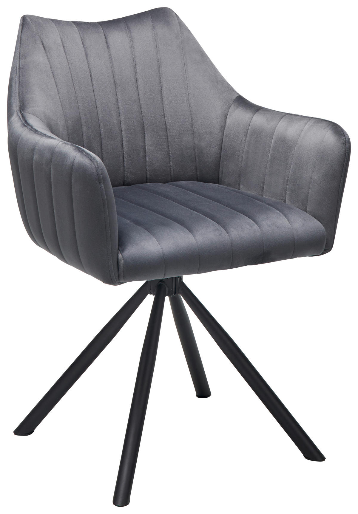 ARMLEHNSTUHL  inklusive Armlehnen Samt  - Schwarz/Grau, Lifestyle, Textil/Metall (60/83/59cm) - MID.YOU