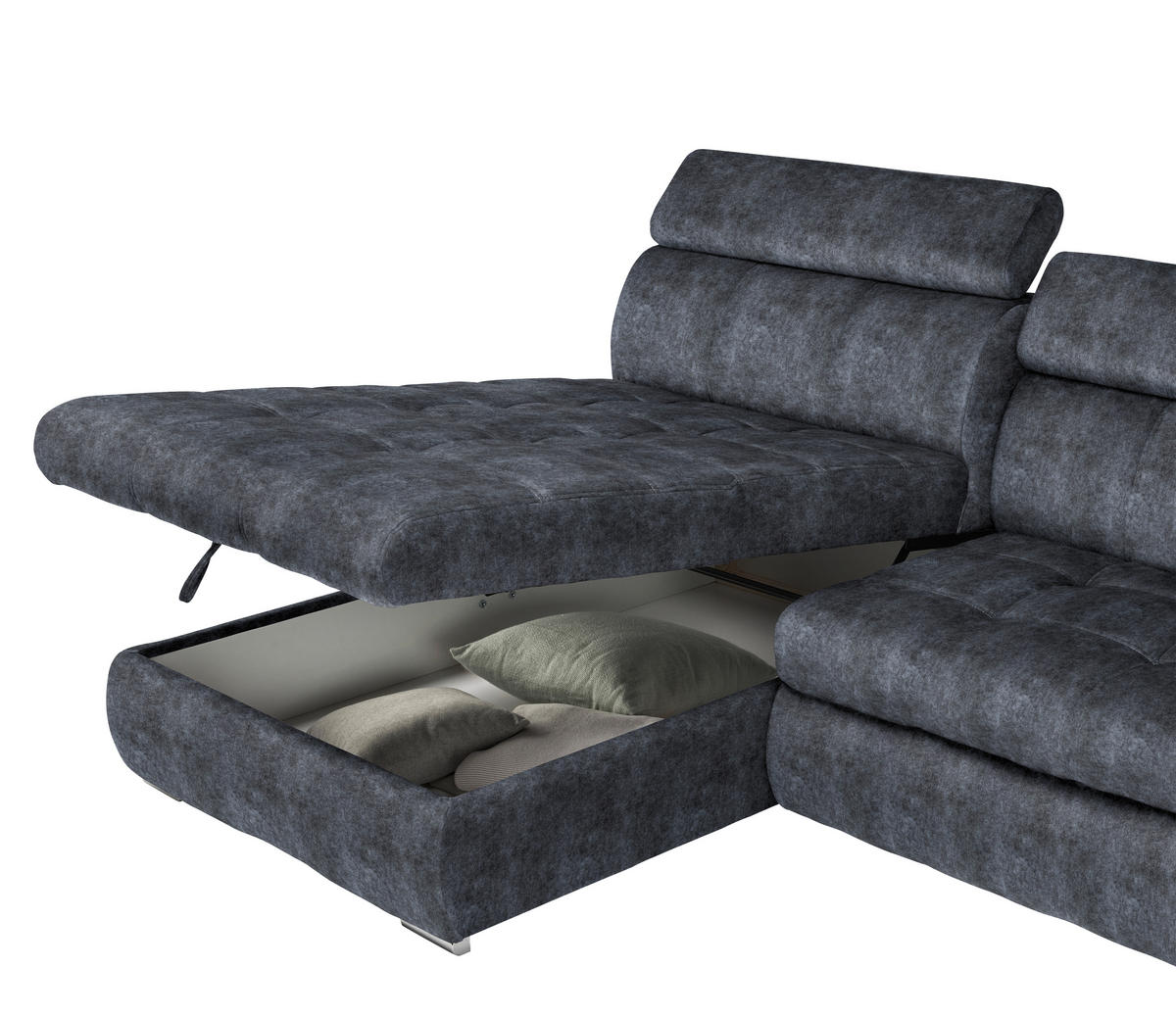 ECKSOFA in Velours Grau  173/276 cm  - Chromfarben/Grau, Design, Kunststoff/Textil (173/276cm) - Stylife