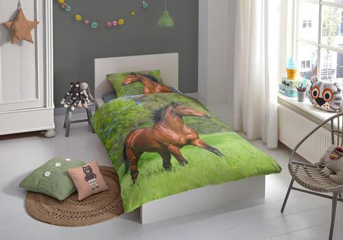 KINDERBETTWÄSCHE Renforcé 135/200 cm  - Grün, Textil (135/200cm)