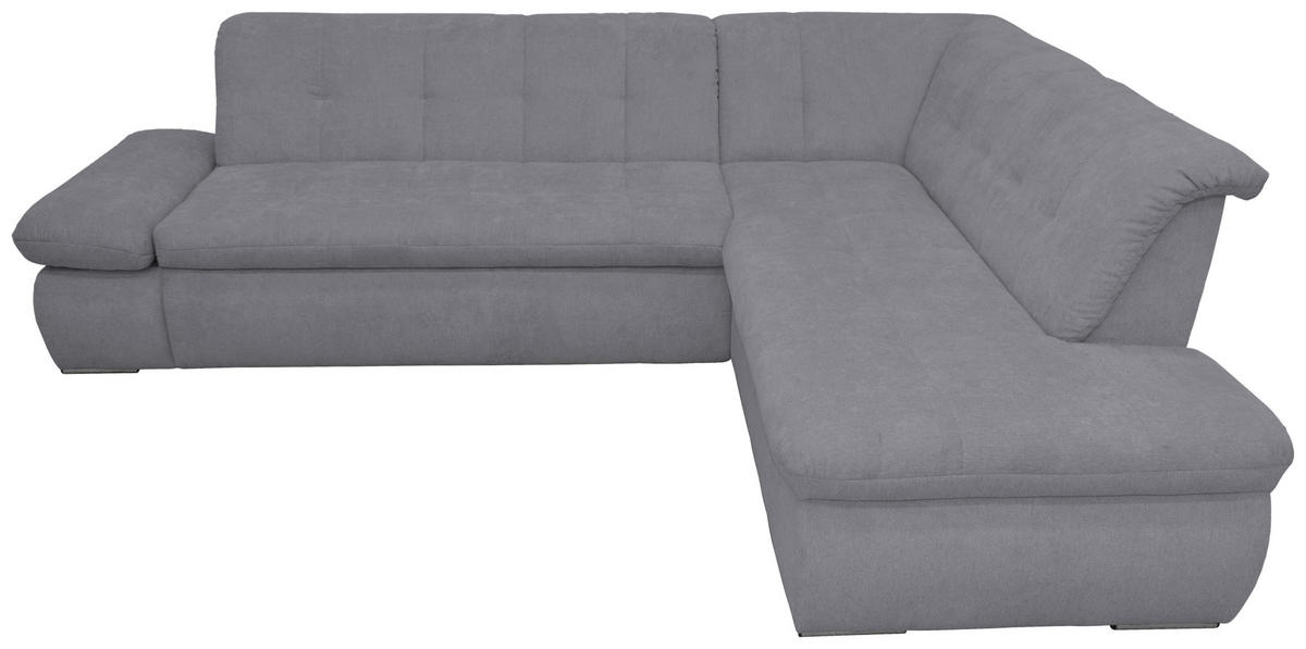 ECKSOFA Dunkelgrau Mikrofaser  - Chromfarben/Dunkelgrau, KONVENTIONELL, Textil/Metall (273/216cm) - MID.YOU
