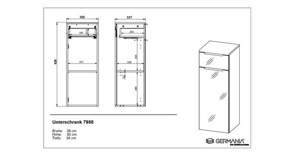 MIDISCHRANK 35,2/92,8/33,7 cm  - Chromfarben/Graphitfarben, MODERN, Glas/Holzwerkstoff (35,2/92,8/33,7cm) - Xora