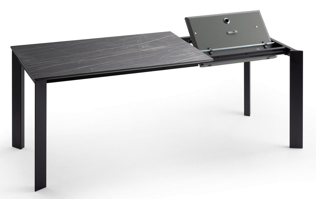 ESSTISCH Grau, Schwarz rechteckig  ausziehbar, in verschiedenen Größen erhältlich  - Schwarz/Grau, Design, Keramik/Metall (120-180/80/75cm) - home24