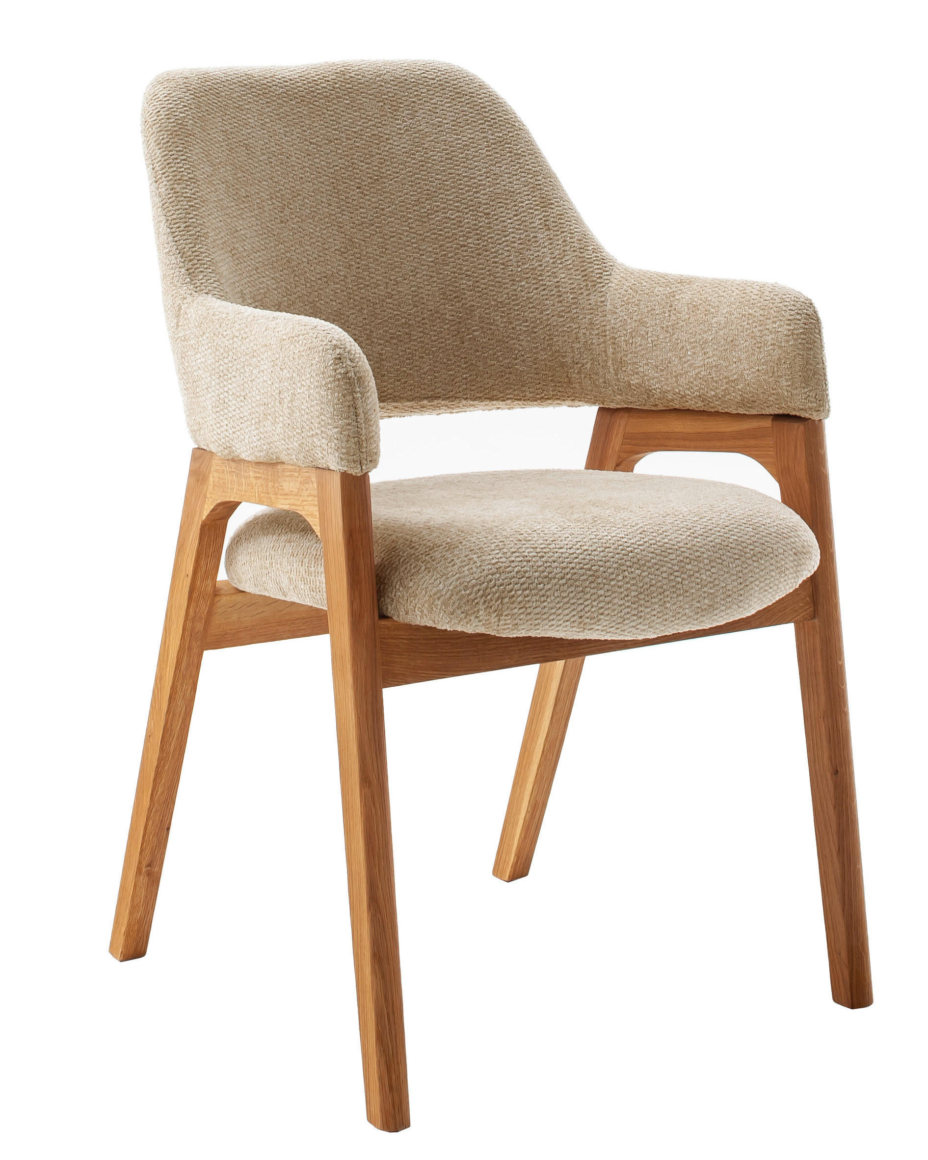 ARMLEHNSTUHL   Bouclé  Sandfarben  - Sandfarben/Wildeiche, Modern, Holz/Textil (56/86/62cm) - MID.YOU