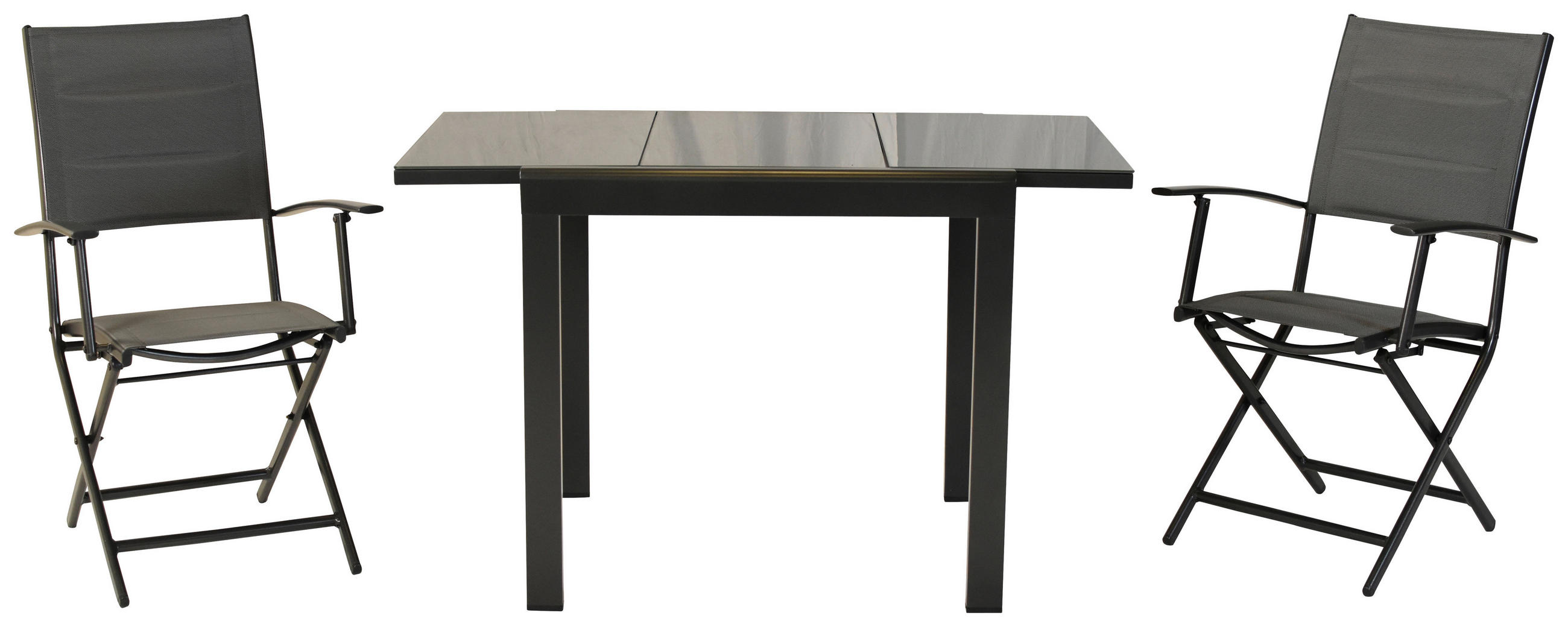 GARTENSET 3-teilig  - Graphitfarben/Grau, MODERN, Textil/Metall - Gardenson