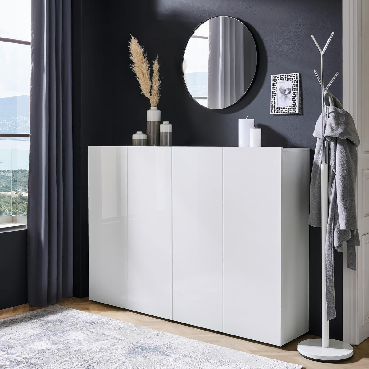 SCHUHSCHRANK Weiß  - Schwarz/Weiß, Design, Holzwerkstoff/Kunststoff (160/115/34cm) - home24