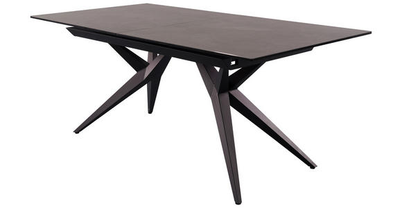 ESSTISCH in Metall, Glas, Keramik 180-230/95/76 cm - Schwarz/Grau, Design, Glas/Keramik (180-230/95/76cm) - Novel