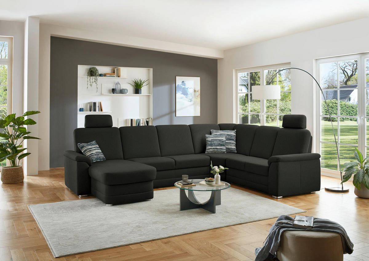 WOHNLANDSCHAFT  in Chenille Anthrazit  - Anthrazit/Alufarben, KONVENTIONELL, Holz/Textil (160/329/235cm) - Beldomo Comfort