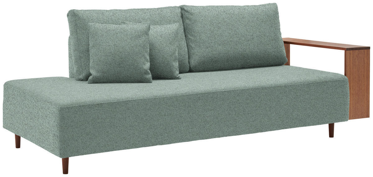 SCHLAFSOFA in Textil Mintgrün  - Nussbaumfarben/Mintgrün, Natur, Holz/Textil (228/90/100cm) - Joka